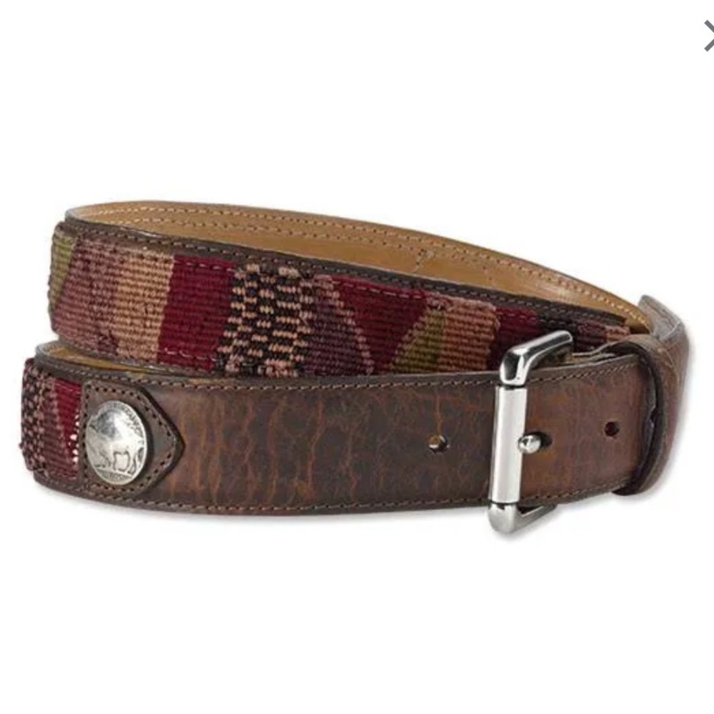 Orvis Bison Leather Western‎ Woven Nickel Belt, 46”
